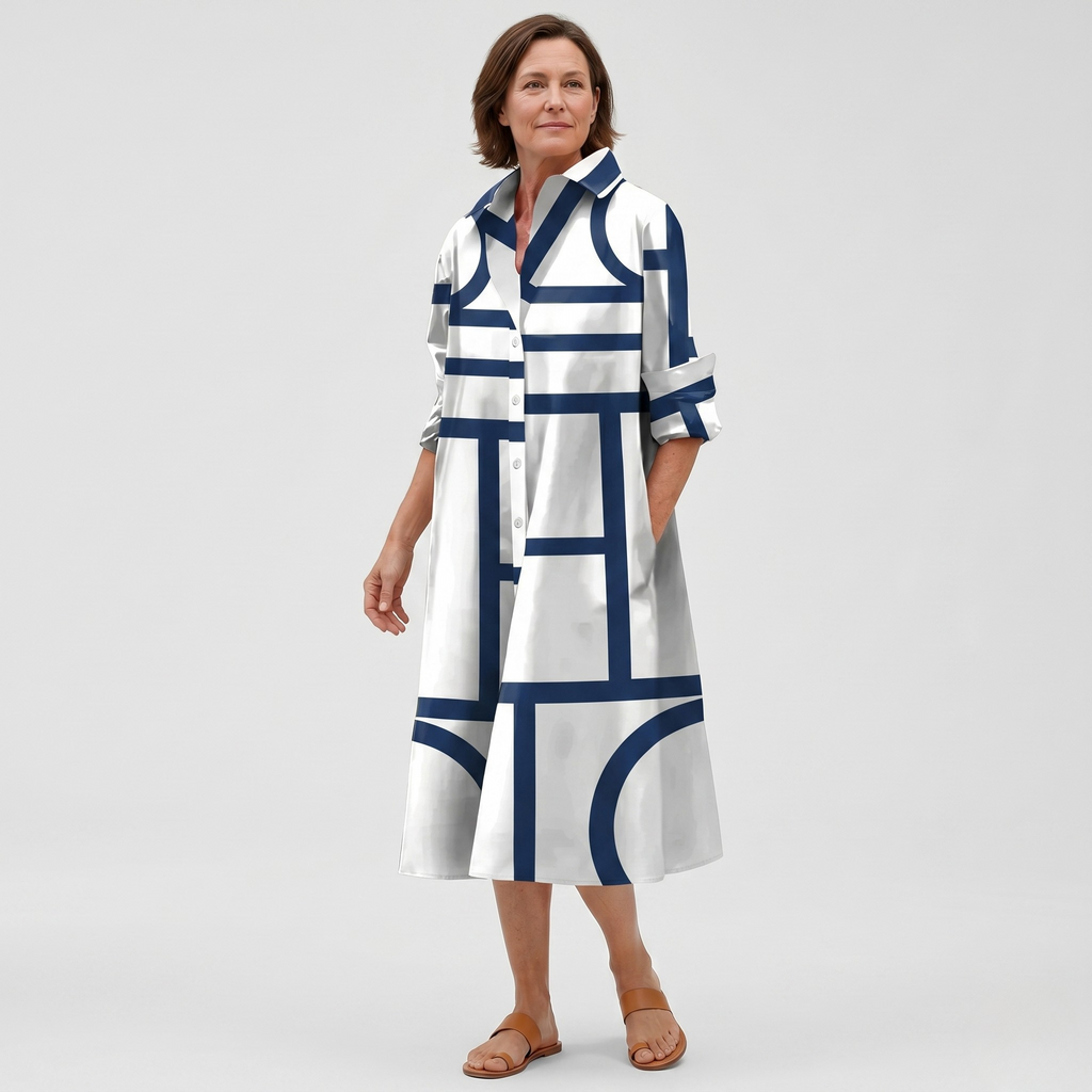 CHEZKA™ - Elegant Geometric Midi Dress