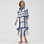 CHEZKA™ - Elegant Geometric Midi Dress