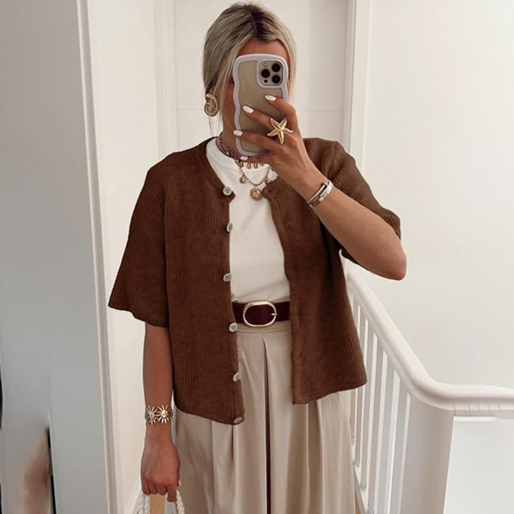 VISAIA™ – Lightweight Short Sleeve Button Down Cardigan