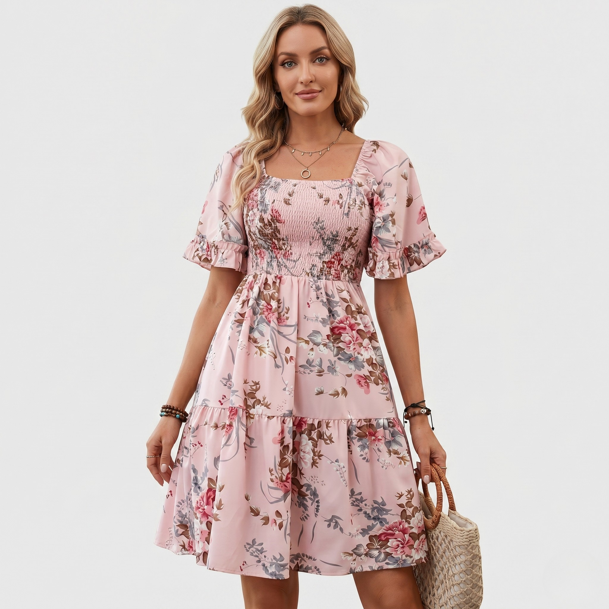 ISOLDE™ – Vintage Floral Flounce Sleeve Summer Dress