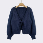 SHERICA™ – Cozy Vintage Chunky Tie-Front Long Sleeve Cardigan